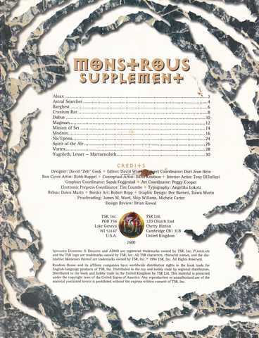 Collectif, Advanced Dungeons & Dragons - Monstrous supplement